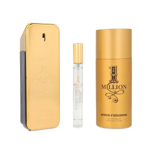 Paco Rabanne One Million 3-Piece Gift Set for Men, (3.4 Oz Eau De Toilette Spray   5.1 Oz Deodorant Spray   0.33 Oz Travel Spray)