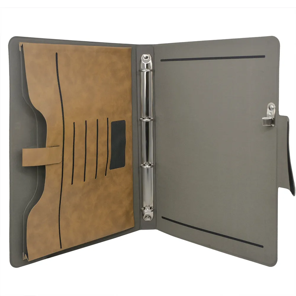 Padfolio Ring Binder File Folder, Business and Interview Portfolio with 4-Ring Binder