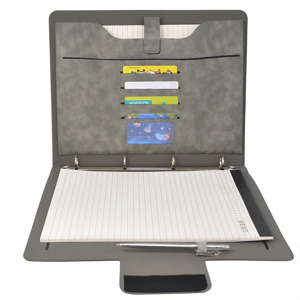 Padfolio Ring Binder File Folder, Business and Interview Portfolio with 4-Ring Binder