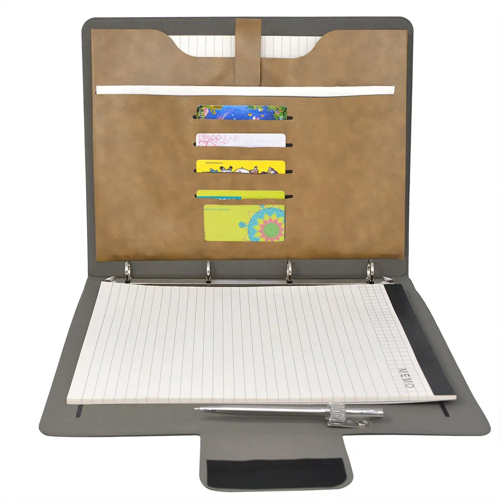 Padfolio Ring Binder File Folder, Business and Interview Portfolio with 4-Ring Binder