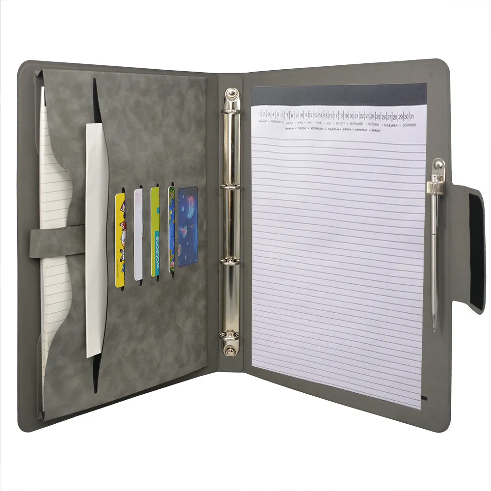 Padfolio Ring Binder File Folder, Business and Interview Portfolio with 4-Ring Binder