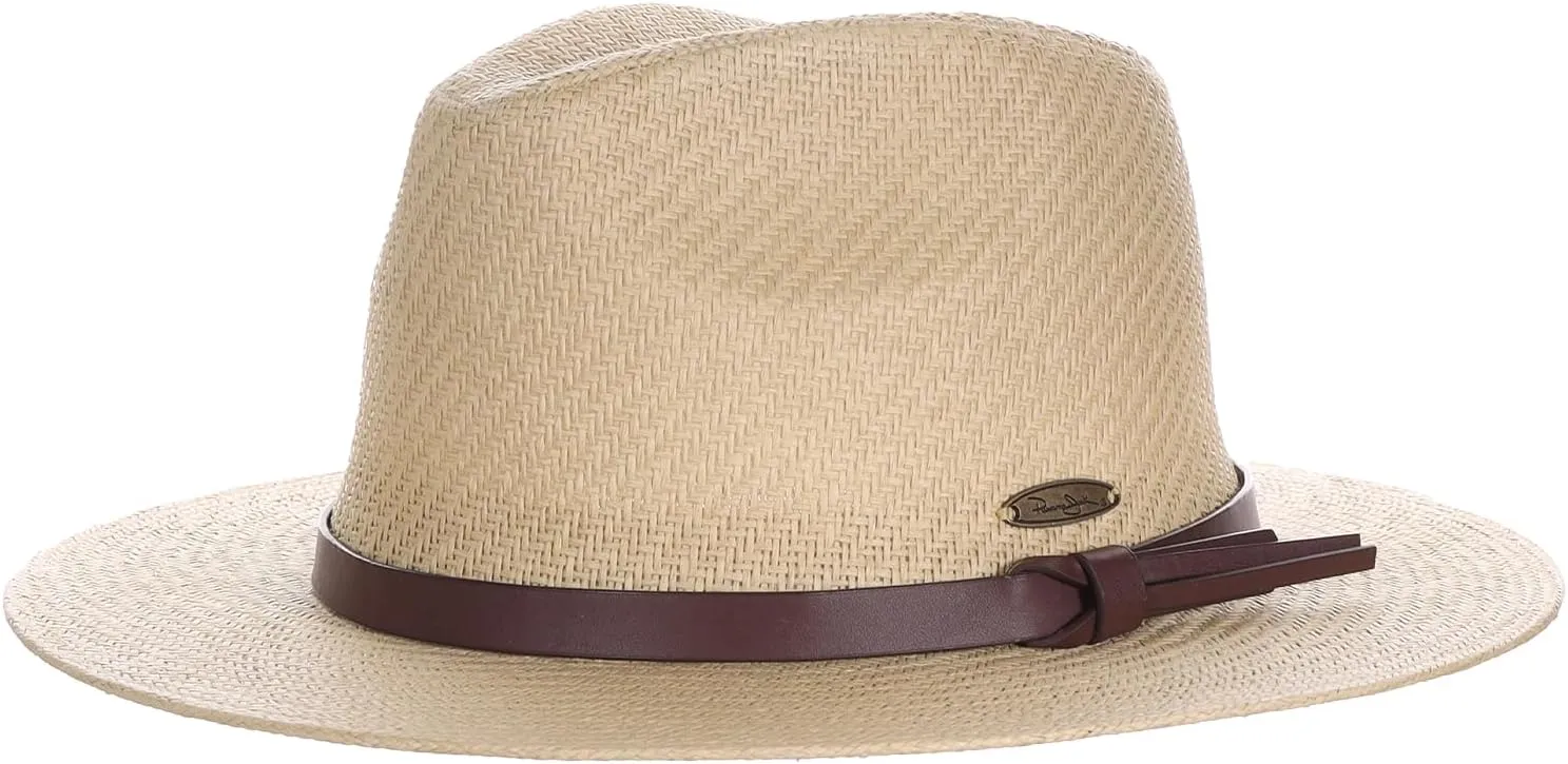 Panama Jack Straw Safari Hat - Vegan Leather Band Matte Toyo, UPF 50  Sun Protection
