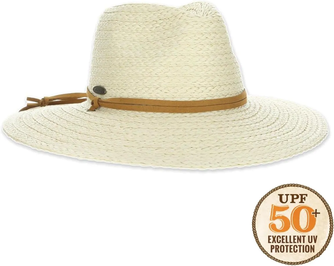 Panama Jack Women's Sun Hat - Paper Braid Straw, Safari, 3 1/2" Big Brim