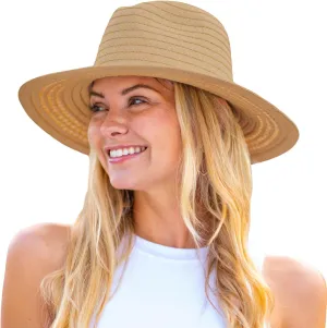 Panama Jack Women's Sun Hat - Paper Braid Straw, Safari, 3 1/2" Big Brim