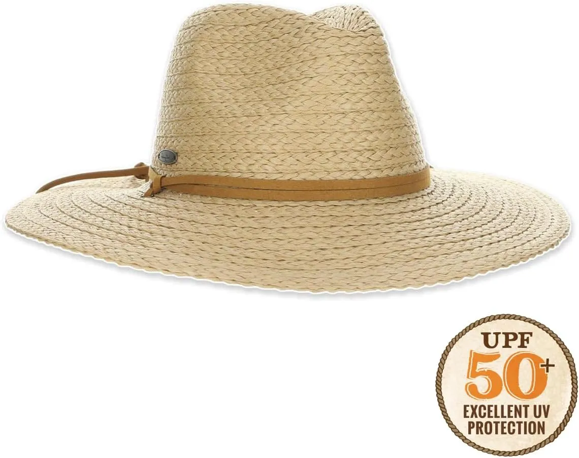 Panama Jack Women's Sun Hat - Paper Braid Straw, Safari, 3 1/2" Big Brim