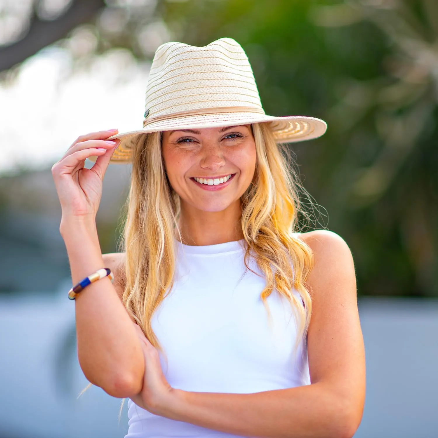 Panama Jack Women's Sun Hat - Paper Braid Straw, Safari, 3 1/2" Big Brim