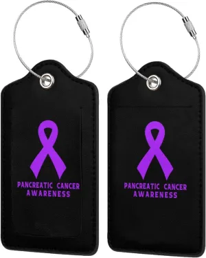 Pancreatic Cancer Awareness 2 Leather Luggage Tags for Bags for Men Women6