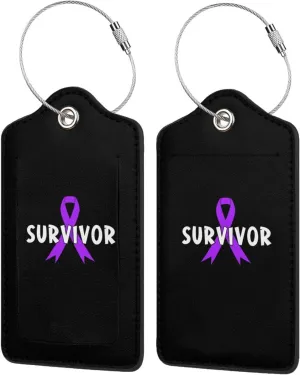 Pancreatic Cancer Survivor 2 Leather Luggage Tags for Bags for Men Women0