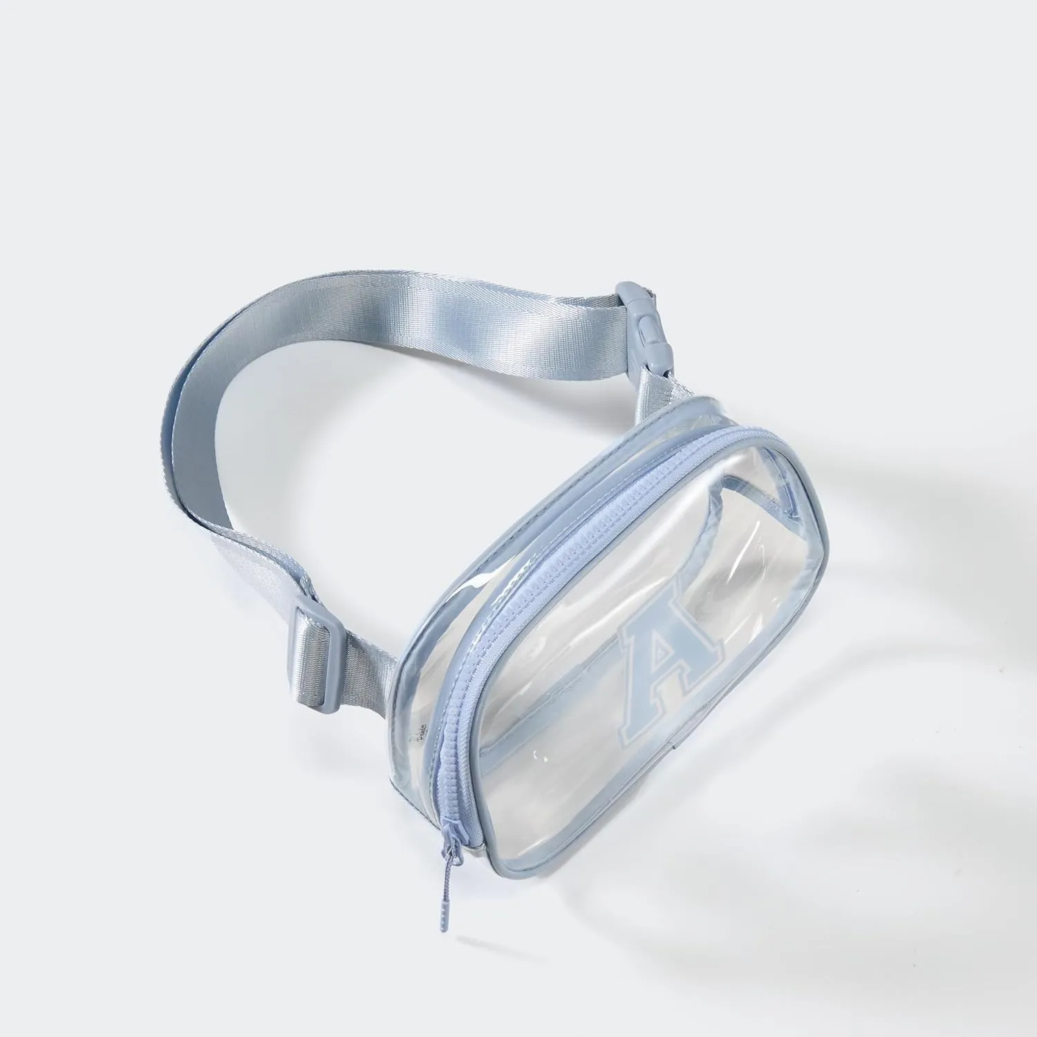 Pander Clear Small Belt Bag with Nylon Fabric Trim - Perfect for Game Day, Ballgame, Stadium Events Essentials - Windmill Blue/A
