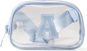 Pander Clear Small Belt Bag with Nylon Fabric Trim - Perfect for Game Day, Ballgame, Stadium Events Essentials - Windmill Blue/A