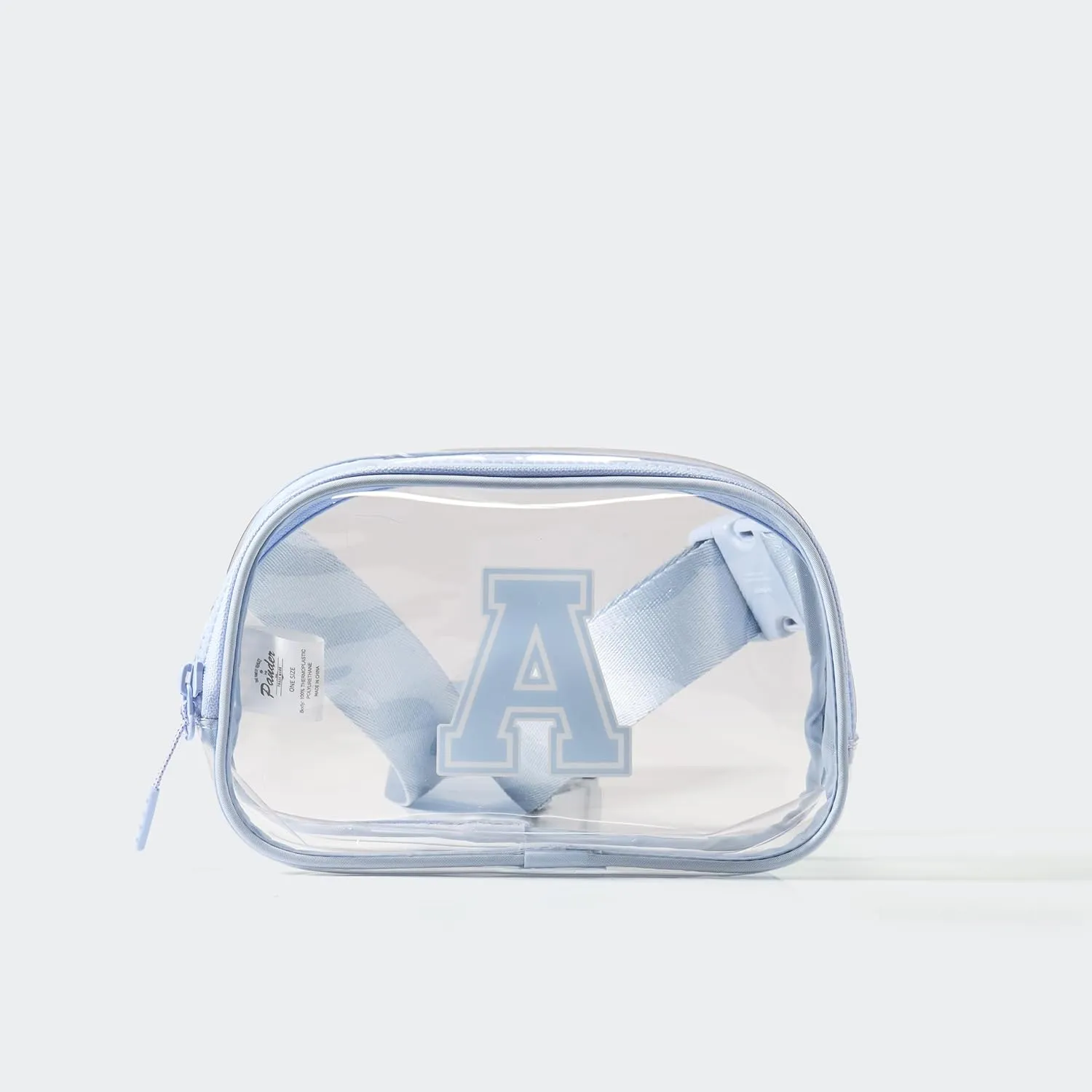 Pander Clear Small Belt Bag with Nylon Fabric Trim - Perfect for Game Day, Ballgame, Stadium Events Essentials - Windmill Blue/A