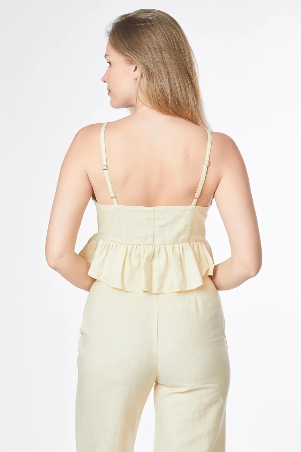 Paradigm Women's Sleeveless Ruffle Cropped Tank Top, Sugar Swizzle, XS-2X