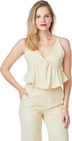 Paradigm Women's Sleeveless Ruffle Cropped Tank Top, Sugar Swizzle, XS-2X