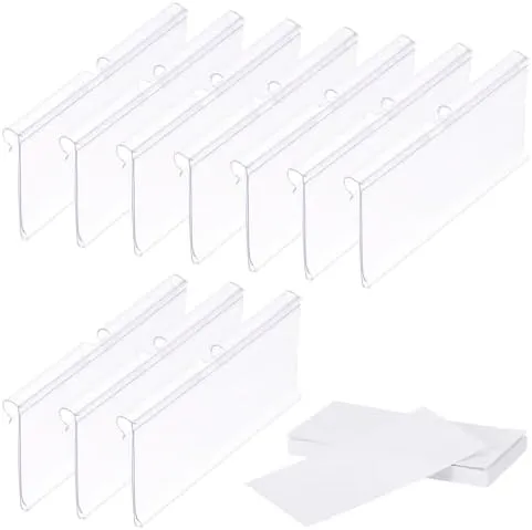 PATIKIL 50 Pcs Wire Shelf Label Holder, Plastic Storage Bins Clip Merchandise Sign Display Holder Label Holders for Market, Retail Shop, and Pantry(1.65x3.15 inch)