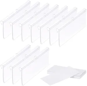 PATIKIL 50 Pcs Wire Shelf Label Holder, Plastic Storage Bins Clip Merchandise Sign Display Holder Label Holders for Market, Retail Shop, and Pantry(1.65x3.15 inch)