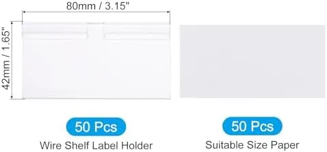 PATIKIL 50 Pcs Wire Shelf Label Holder, Plastic Storage Bins Clip Merchandise Sign Display Holder Label Holders for Market, Retail Shop, and Pantry(1.65x3.15 inch)