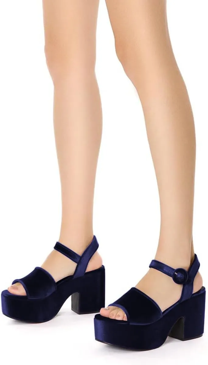 Pazzion Women Chunky High Heel Platform Sandals Open Toe Ankle Strap Buckle Ladies Shoes for Bridal Prom Event Size 4-16 US