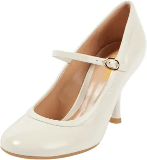 Pazzion Women Glossy Stiletto High Heel Mary Jane Shoes Single Strap Buckle Closed Round Toe Pumps for Daily Prom Event Size 4-16 US