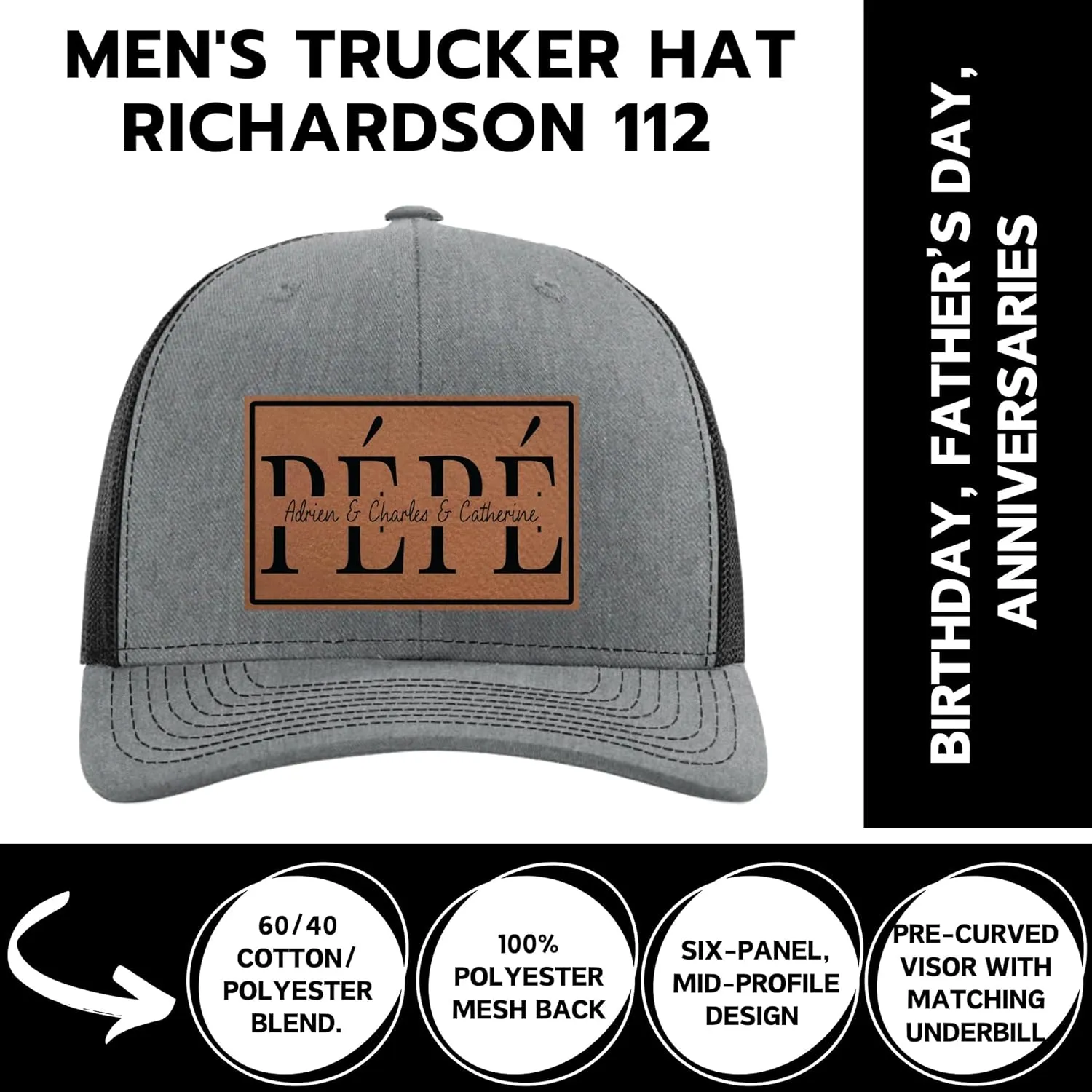 Pepe Fathers Day Hats Customized - Fathers Day Gifts - Birthday Gifts for Men - Custom Pepe Hat - Father’s Day Gifts from Kids - Personalized Hats for Pepe - Christmas Gifts for Pepe