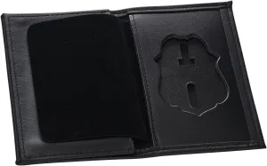 Perfect Fit Shield Wallets Federal Reserve Police Style Hidden Badge Wallet Badge Holder (Cutout PF-240) Black Leather