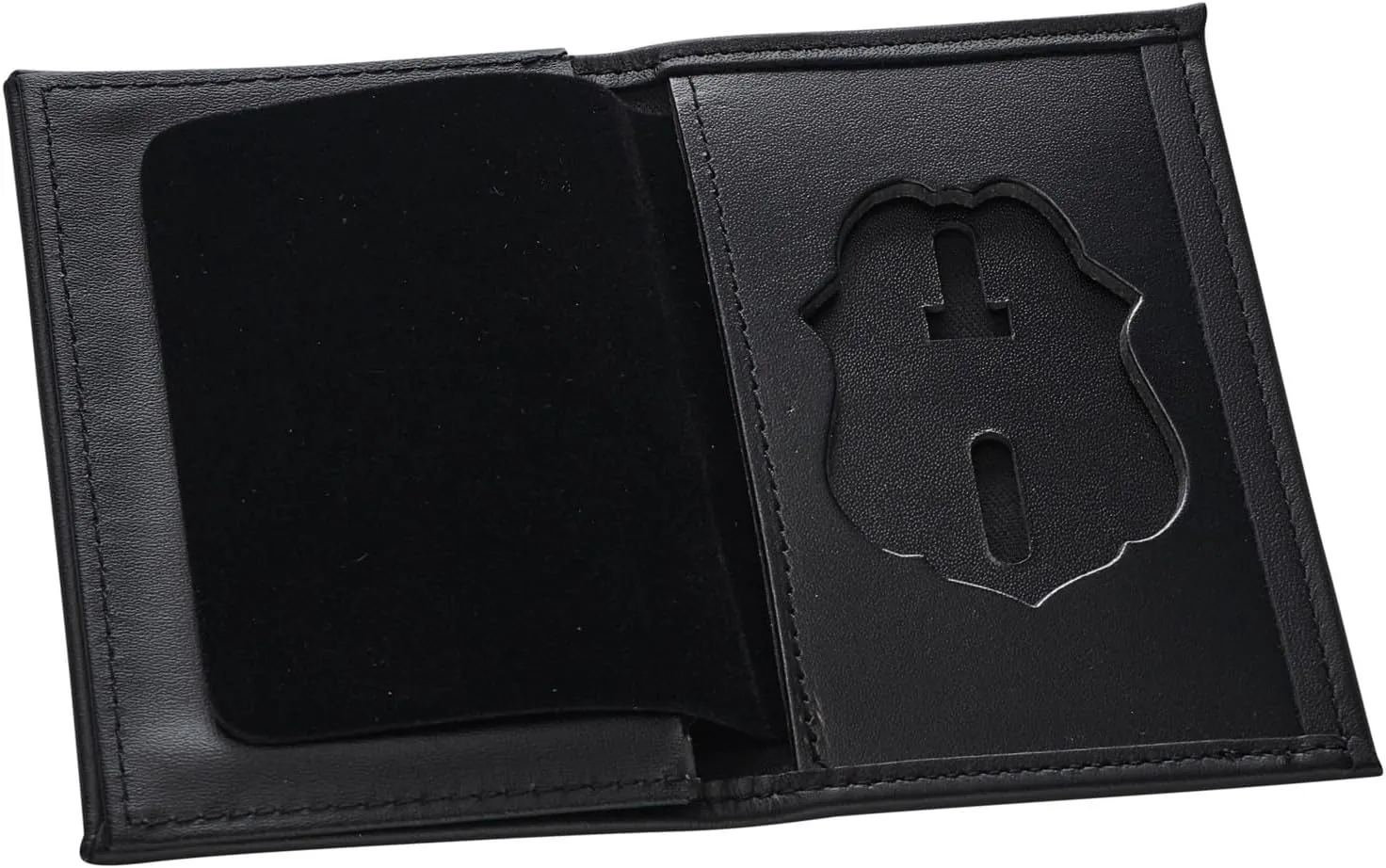 Perfect Fit Shield Wallets Federal Reserve Police Style Hidden Badge Wallet Badge Holder (Cutout PF-240) Black Leather