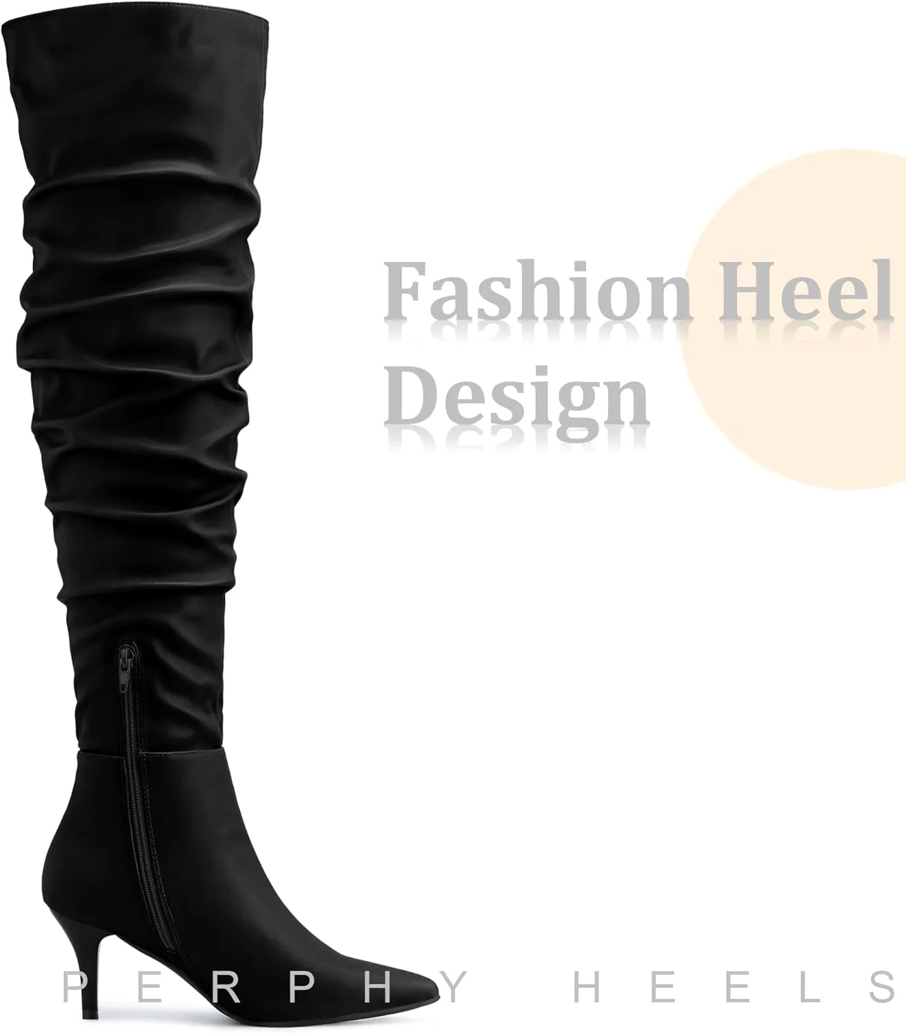 Perphy Pointed Toe Slouches Stiletto Heels Over the Knee High Boots for Women
