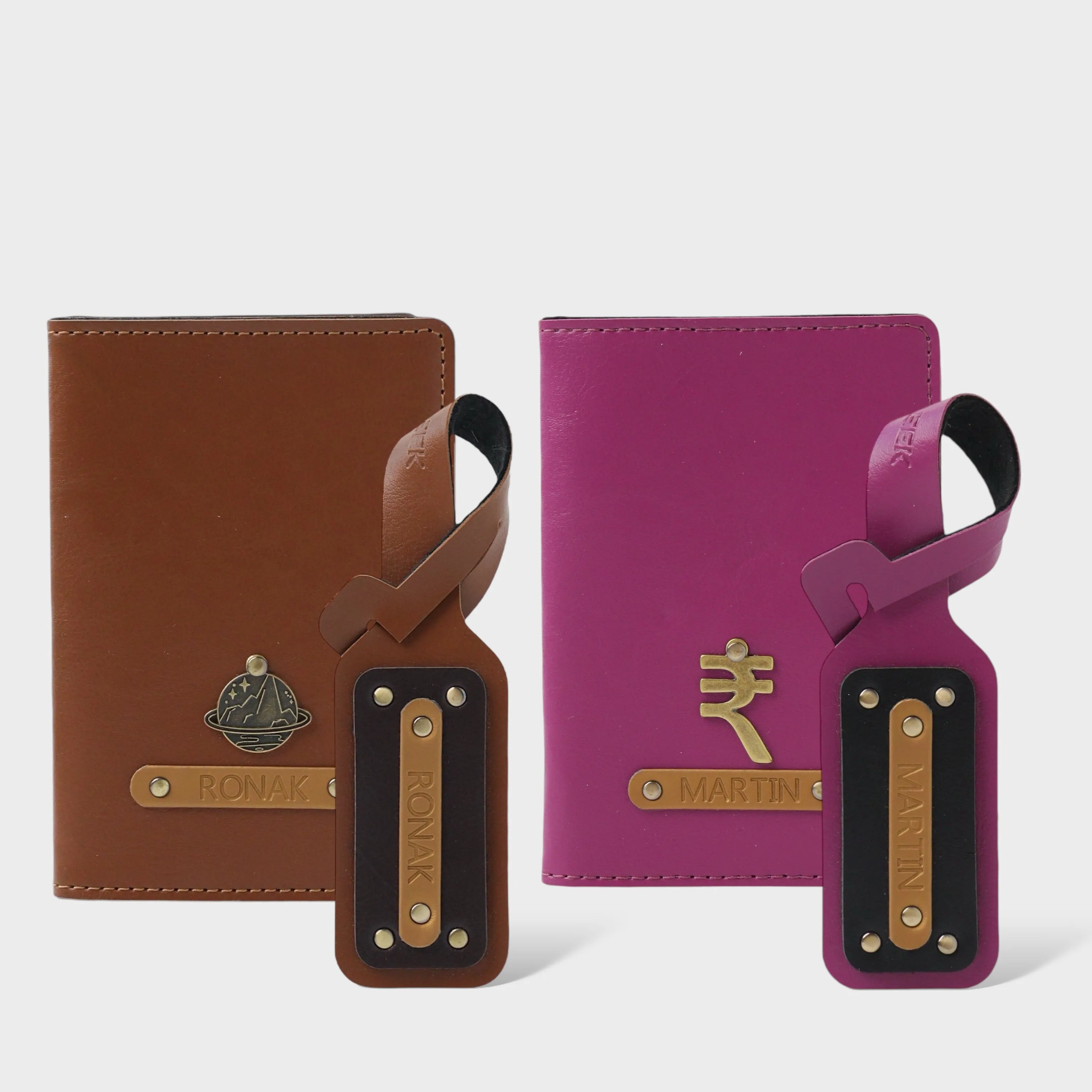 Personalized Couple Passport Holder & Mini Tag
