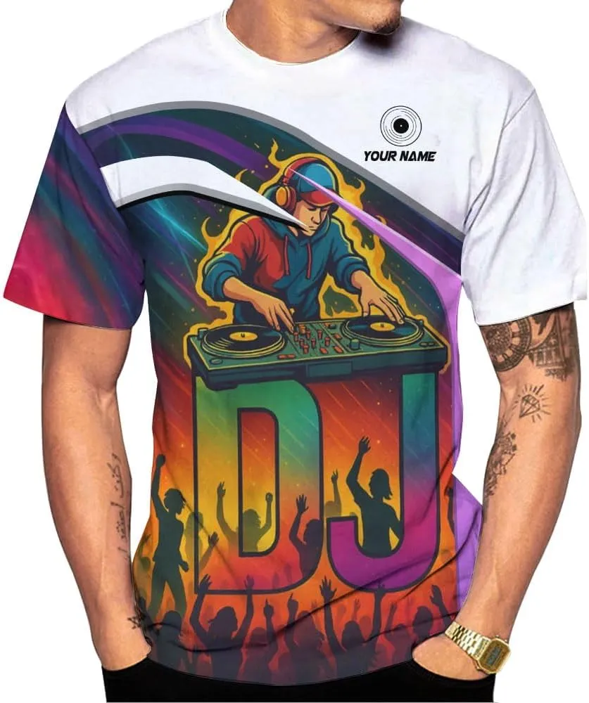 Personalized DJ 3D Shirts, Disc Jockey 3D Shirt, Disc Jockey T-Shirt Gifts for Men, Custom DJ Shirt for EMD Music Festival