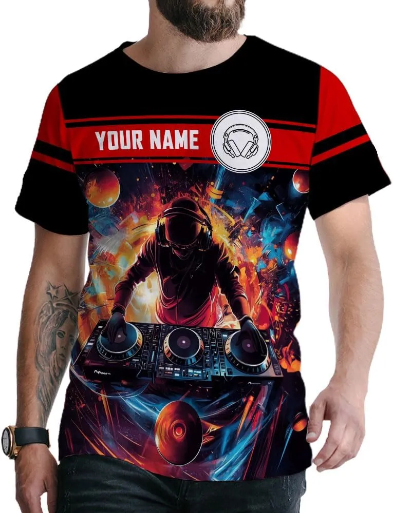 Personalized DJ 3D Shirts, Disc Jockey 3D Shirt, Disc Jockey T-Shirt Gifts for Men, Custom DJ Shirt for EMD Music Festival