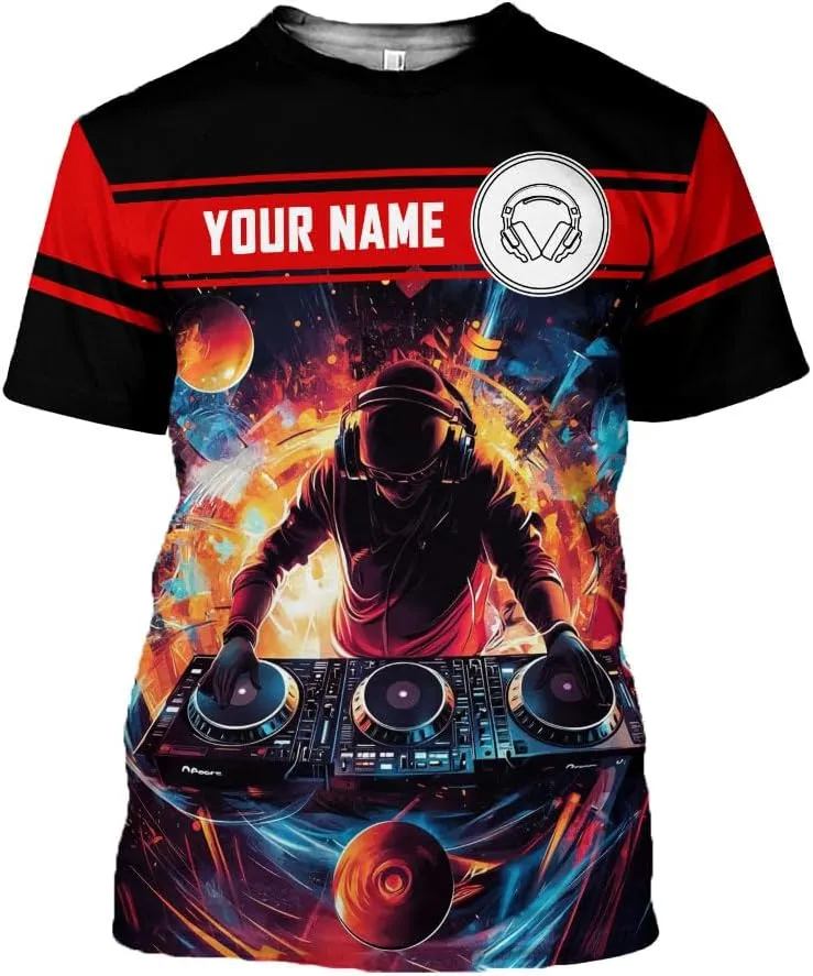 Personalized DJ 3D Shirts, Disc Jockey 3D Shirt, Disc Jockey T-Shirt Gifts for Men, Custom DJ Shirt for EMD Music Festival
