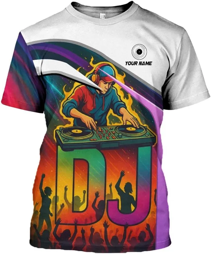 Personalized DJ 3D Shirts, Disc Jockey 3D Shirt, Disc Jockey T-Shirt Gifts for Men, Custom DJ Shirt for EMD Music Festival