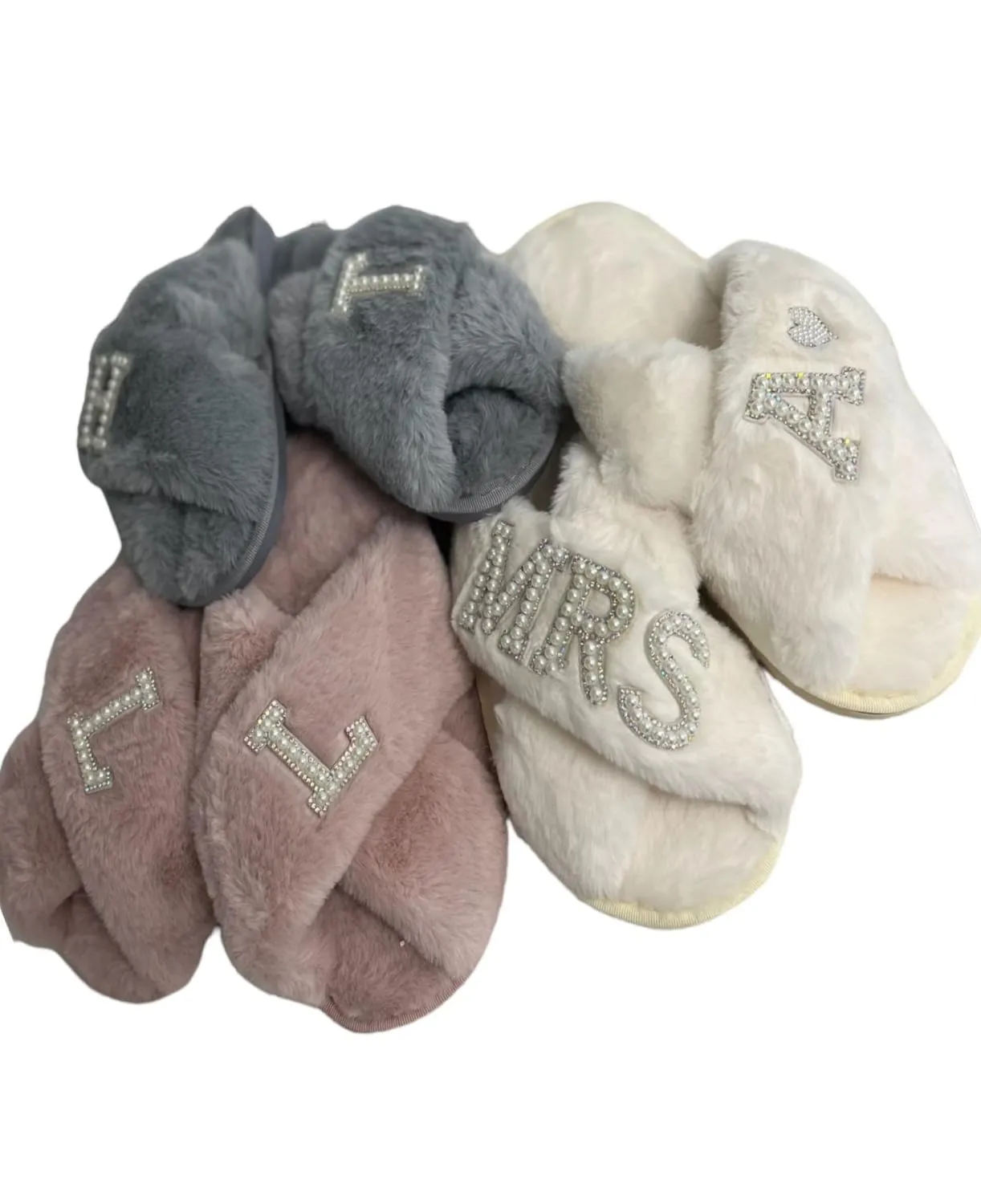 Personalized Fluffy Slippers - Christmas Gifts for Women - Bridal Party Gifts - Personalized Christmas Gift Box Ideas for Mom, Girlfriend - Bridesmaid Slippers Gifts