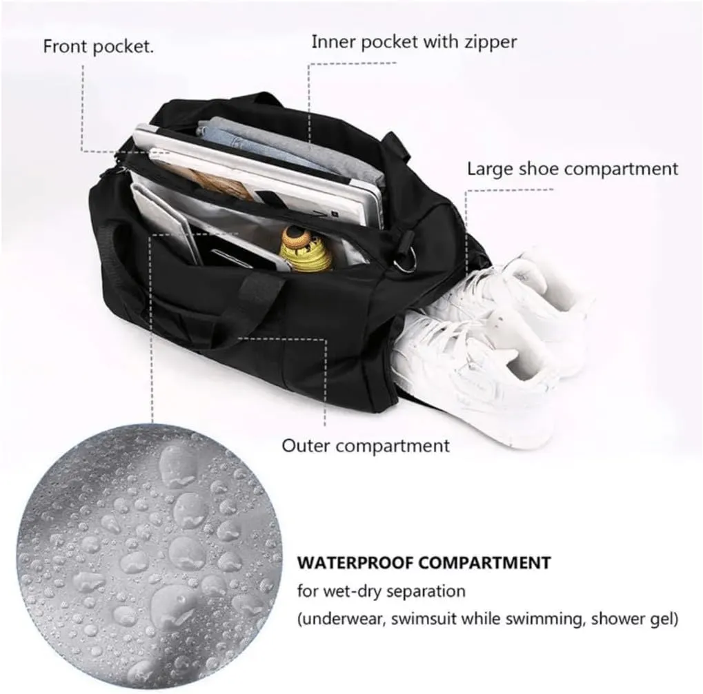 Personalized Gym Bag - Custom Duffle Bag for Men and Women (Black with your text)
