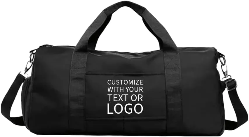 Personalized Gym Bag - Custom Duffle Bag for Men and Women (Black with your text)