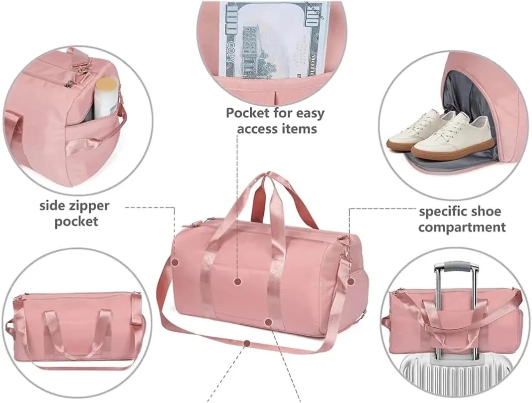 Personalized Gym Bag - Custom Duffle Bag for Men and Women (Pink with your text and logo)