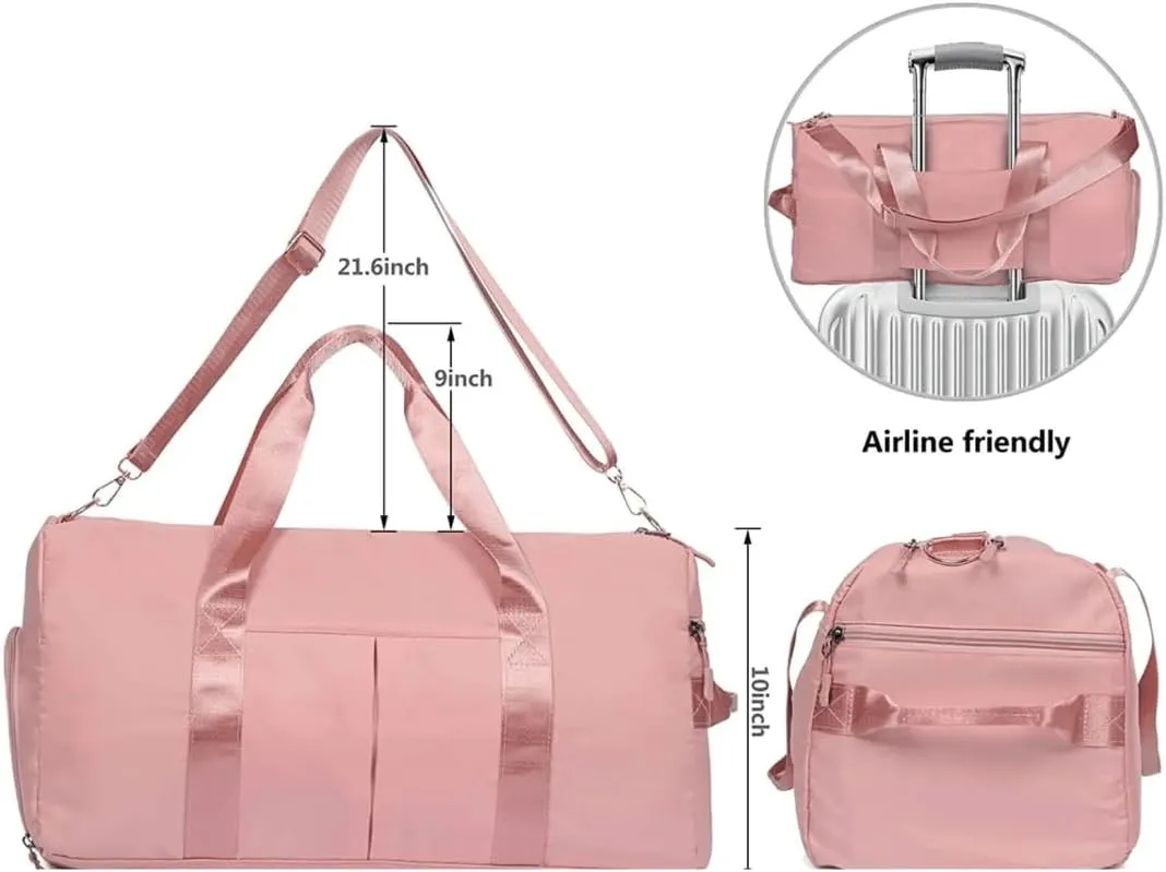 Personalized Gym Bag - Custom Duffle Bag for Men and Women (Pink with your text and logo)