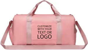 Personalized Gym Bag - Custom Duffle Bag for Men and Women (Pink with your text and logo)