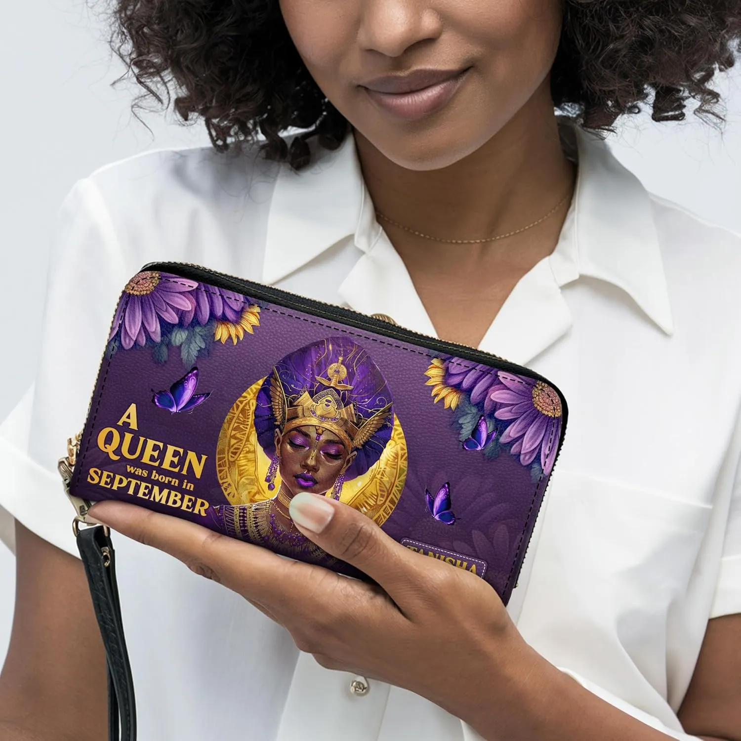 Personalized Leather Handbag For Black African Women – Matching Purse and Wallet Set – Mother's Day Gifts for Melanin Woman