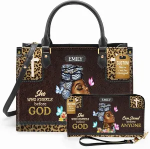 Personalized Leather Handbag For Black African Women – Matching Purse and Wallet Set – Mother's Day Gifts for Melanin Woman