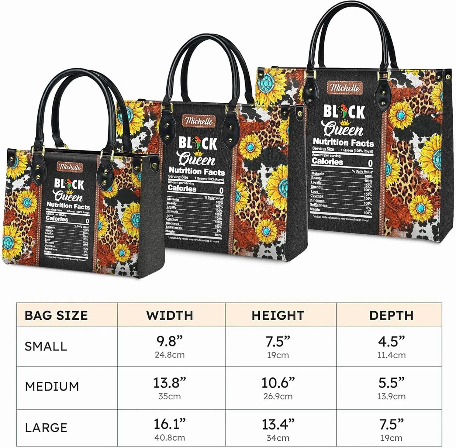 Personalized Leather Handbag For Black African Women – Matching Purse and Wallet Set – Mother's Day Gifts for Melanin Woman