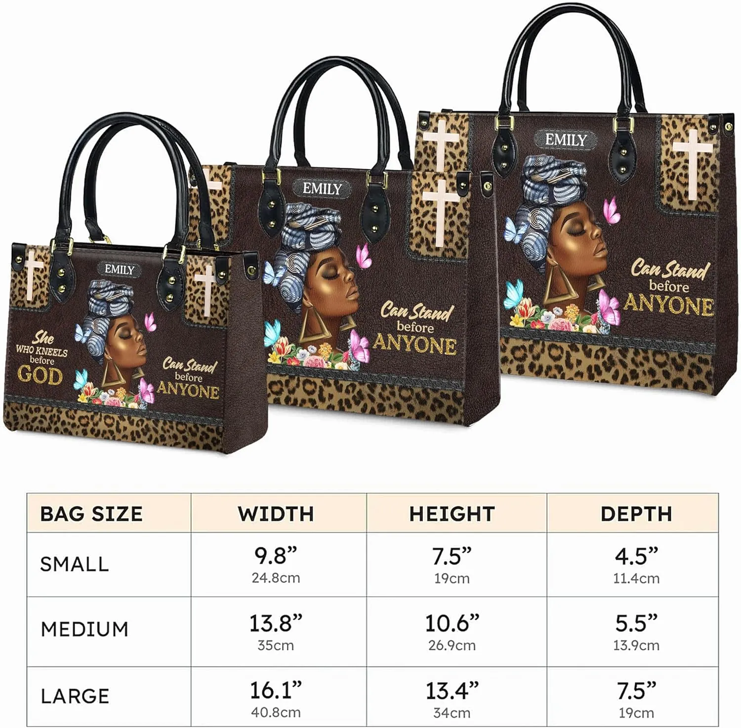Personalized Leather Handbag For Black African Women – Matching Purse and Wallet Set – Mother's Day Gifts for Melanin Woman