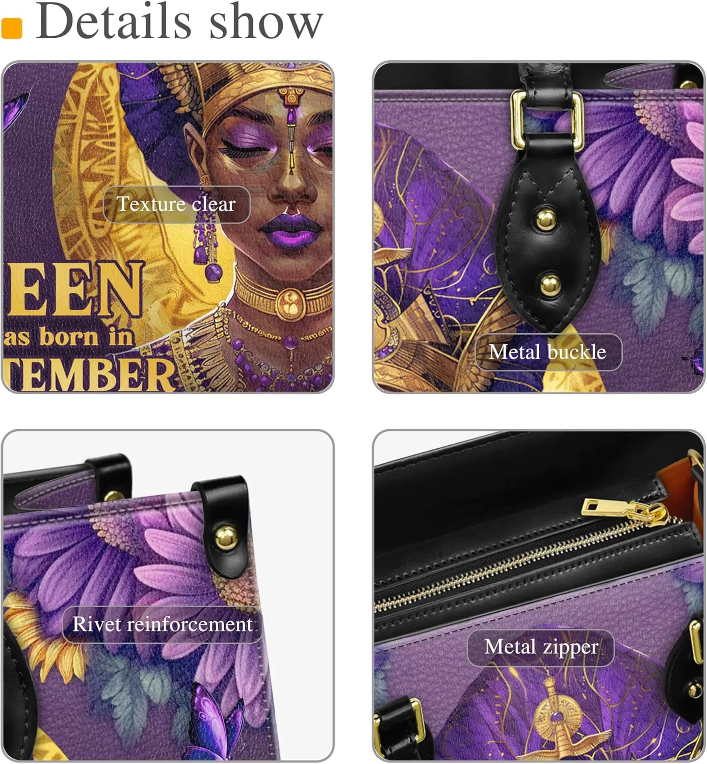 Personalized Leather Handbag For Black African Women – Matching Purse and Wallet Set – Mother's Day Gifts for Melanin Woman