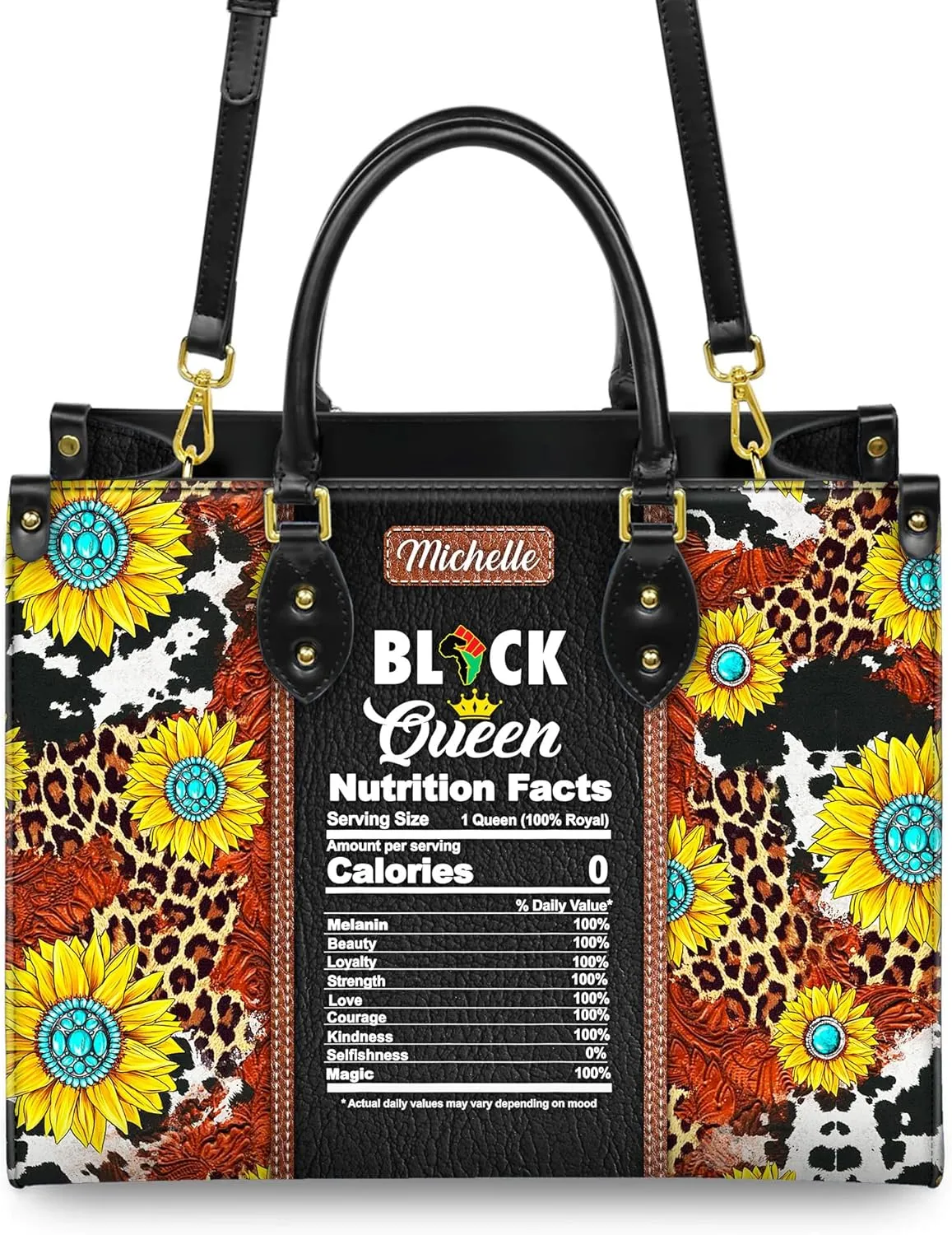 Personalized Leather Handbag For Black African Women – Matching Purse and Wallet Set – Mother's Day Gifts for Melanin Woman