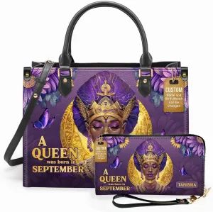 Personalized Leather Handbag For Black African Women – Matching Purse and Wallet Set – Mother's Day Gifts for Melanin Woman
