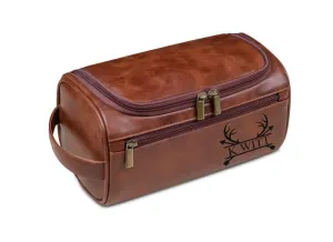 Personalized Men's Leather Toiletry Bag - Groomsmen Gifts - Toiletry Bag - Engraved Leather Travel Kit - Travel Organizer for Men - Dopp Kit with Compartments - Gift for Him