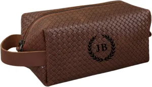 Personalized Premium Genuine Leather Dopp Kit for Men - Handcrafted Toiletry Travel Bag with Monogram Option - Gift for Groomsmen, Father's Day, Anniversary, Wedding Gift for Groomsmen (Hazelnut-2)