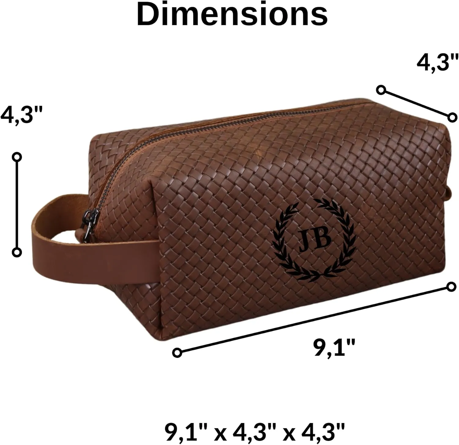 Personalized Premium Genuine Leather Dopp Kit for Men - Handcrafted Toiletry Travel Bag with Monogram Option - Gift for Groomsmen, Father's Day, Anniversary, Wedding Gift for Groomsmen (Hazelnut-2)