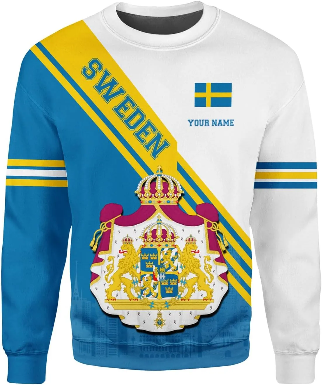 Personalized Sweden Flag Unisex Shirt Custom Vintage Sverige Sweden Casimas Shirts Men's Shirt T-Shirt Swedish National Pride