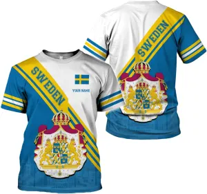 Personalized Sweden Flag Unisex Shirt Custom Vintage Sverige Sweden Casimas Shirts Men's Shirt T-Shirt Swedish National Pride