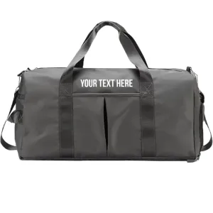 Personalized Travel Bag – Custom Gym & Weekender Duffle Bag for Men and Women (Grey Customize with Text)